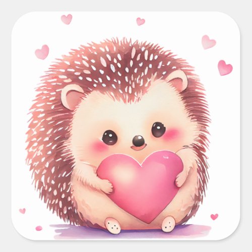 Cute Porcupine Valentine Square Sticker