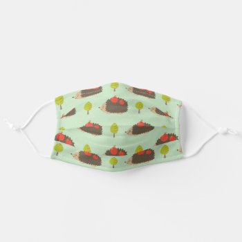 Cute Porcupines And Apples Animal Adult Cloth Face Mask by ShopKatalyst at Zazzle