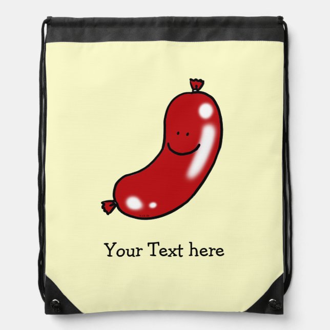 cute pork sausage cartoon - just add name drawstring bag (Front)