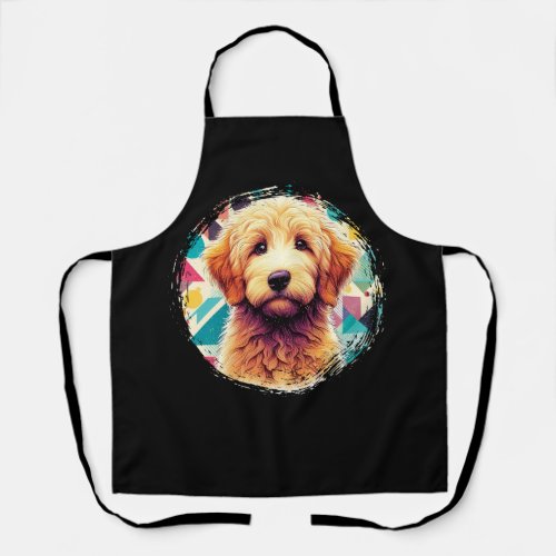 Cute Portrait Goldendoodle Dog on Golden Doodle Lo Apron