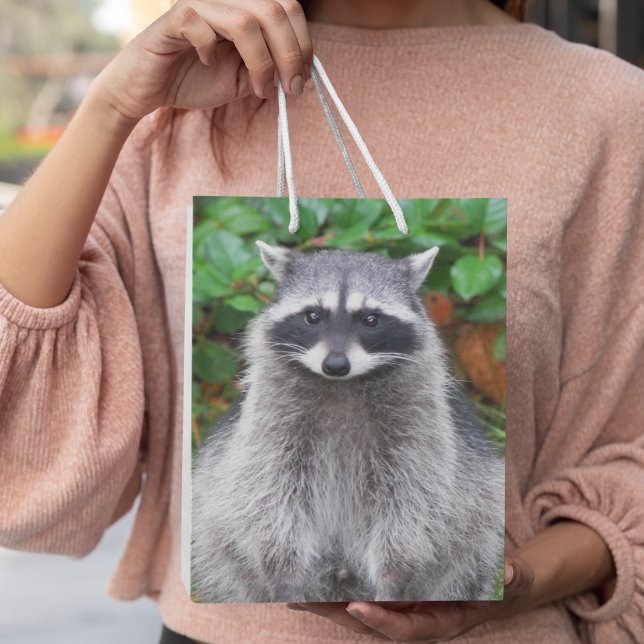 Cute Posing Raccoon Wildlife Photo Medium Gift Bag (In Situ)