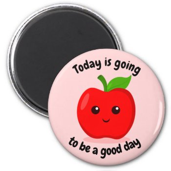 Cute Positive Motivational Kawaii Apple Magnet by DippyDoodle at Zazzle