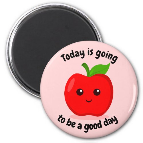 Cute Positive Motivational Kawaii Apple Magnet