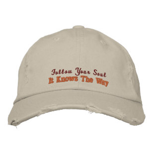 Cute Positive Soul Quote Rustic Orange Vintage  Embroidered Baseball Cap