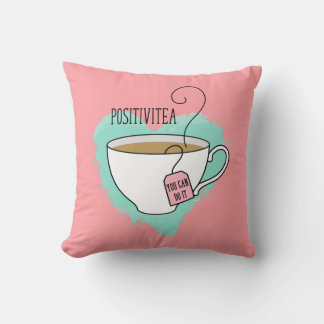 Cute Positivitea Gift for Graduation, New Job Throw Pillow