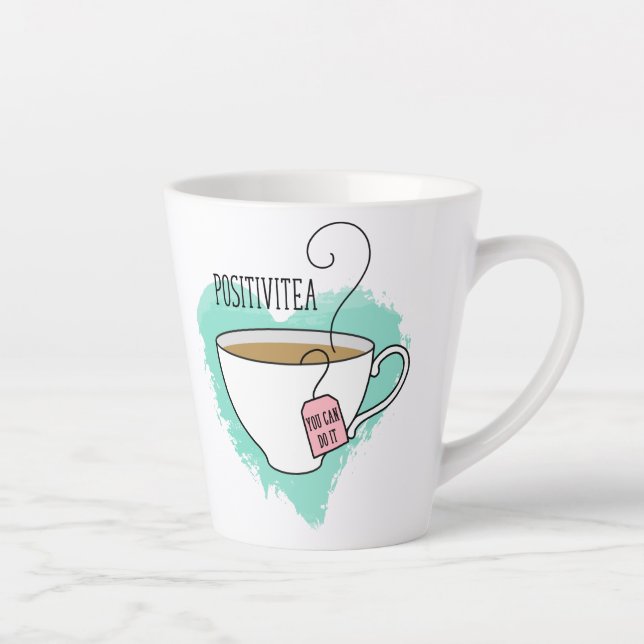 Cute Positivitea Gift for Tea Lovers Latte Mug (Right)