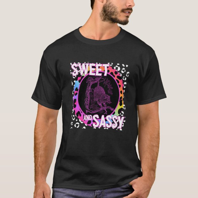 Cute Possum 90s Nostalgia Rainbow Leopard Print Tr T-Shirt (Front)
