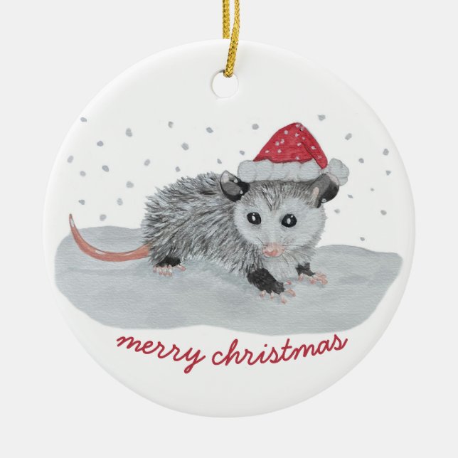 Cute Possum Christmas Ornament (Front)