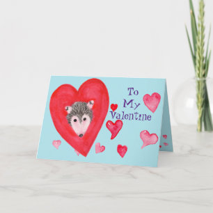 Cute Possum Face, Hearts, To My Valentine Card