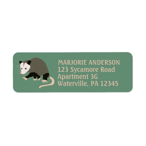 Cute Possum Illustration Green Return Address Label