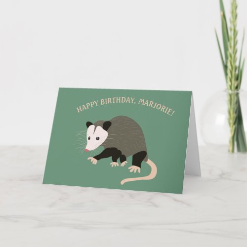 Cute Possum Illustration Personalized Birthday Card