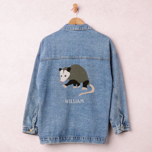 Cute Possum Illustration Personalized Denim Jacket (Hangar)