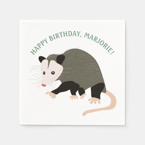Cute Possum Illustration Personalized Napkins