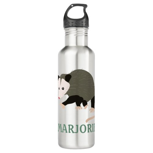 Cute Possum Illustration Personalized Stainless Steel Water Bottle
