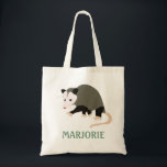 Cute Possum Illustration Personalized Tote Bag<br><div class="desc">This personalized tote bag features illustration of a cute possum or opossum if you prefer and your own name or short message. Find coordinating possum themed gifts and products in the Awesome Possum Collection from Asterisk Designs.</div>