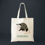 Cute Possum Illustration Personalized Tote Bag<br><div class="desc">This personalized tote bag features illustration of a cute possum or opossum if you prefer and your own name or short message. Find coordinating possum themed gifts and products in the Awesome Possum Collection from Asterisk Designs.</div>