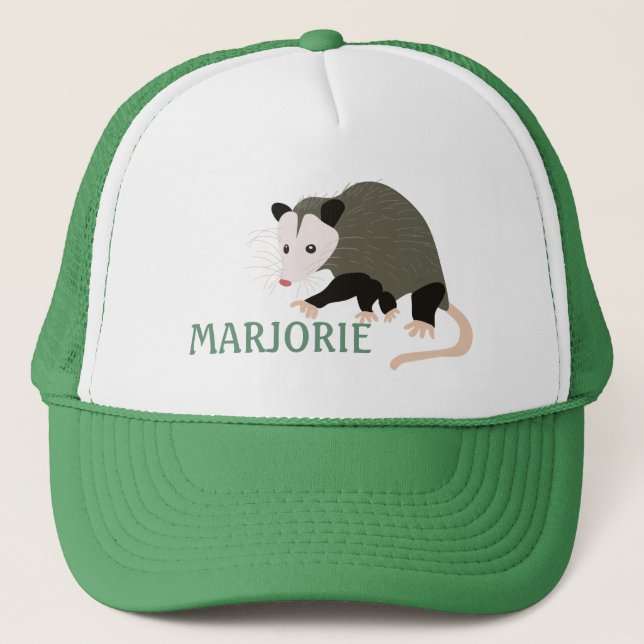 Cute Possum Illustration Personalized Trucker Hat (Front)