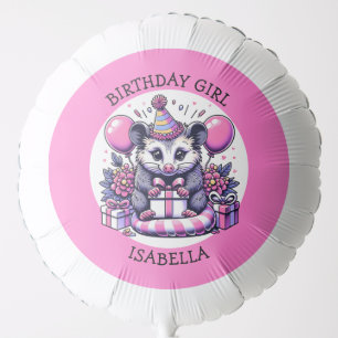 Cute Possum Personalized Girl's Birthday Girl Balloon