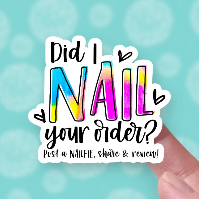 Cute Post a Nailfie Review Acrylic Nail Business Sticker (Creator Uploaded)