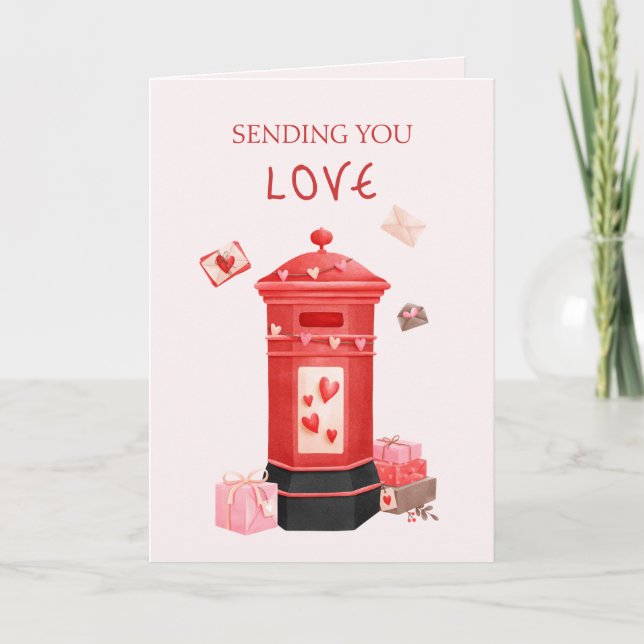 Cute Post Box Happy Valentine's Day Greeting Card (Front)