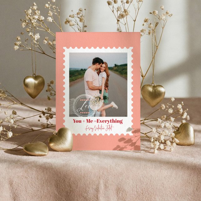 Cute Postage Stamp Photo Hearts Valentine's Day Holiday Card (Cute Postage Stamp Photo Hearts Valentine's Day Holiday Card)