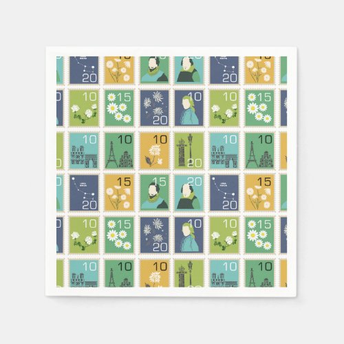 Cute Postage Stamps Paper Napkins
