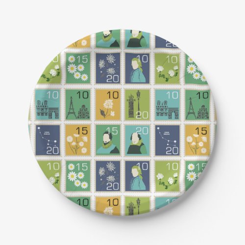 Cute Postage Stamps Paper Plates
