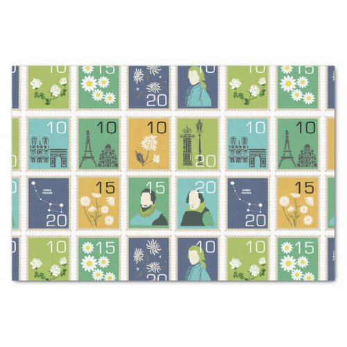 Cute Postage Stamps Tissue Paper