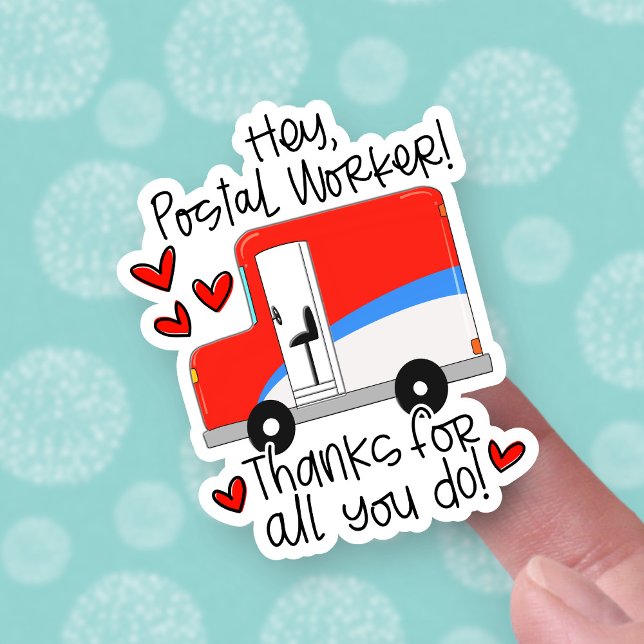 Cute Postal Worker Thanks Canada Post Truck Sticker (Creator Uploaded)
