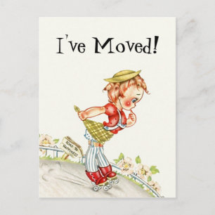 Cute Postcard Vintage Road To Happiness I've Moved
