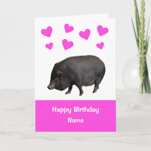Cute Pot Bellied Pig Happy Birthday Card