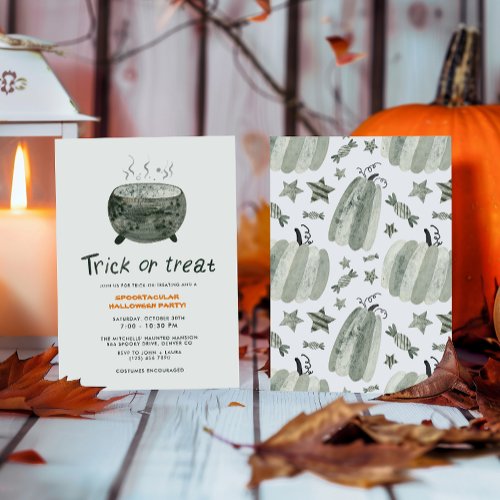 Cute Pot Trick or Treat Halloween Party  Invitation