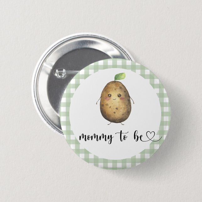 Cute potato - mommy to be Baby Shower Button (Front & Back)