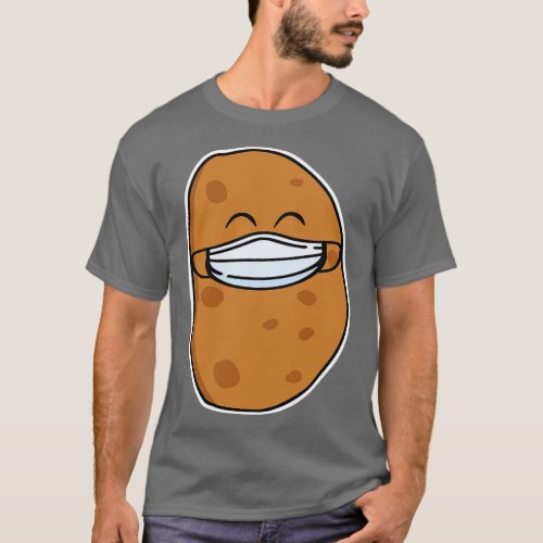 Cute Potato Wearing A Face Mask T_Shirt