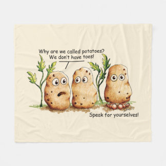 Cute Potatoes has Toes Funny Potato Pun Beige Fleece Blanket