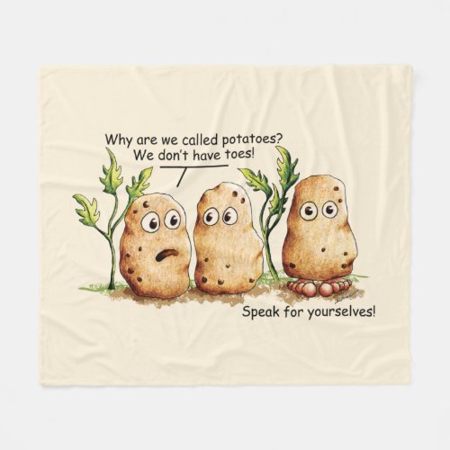 Cute Potatoes has Toes Funny Potato Pun  Beige Fleece Blanket