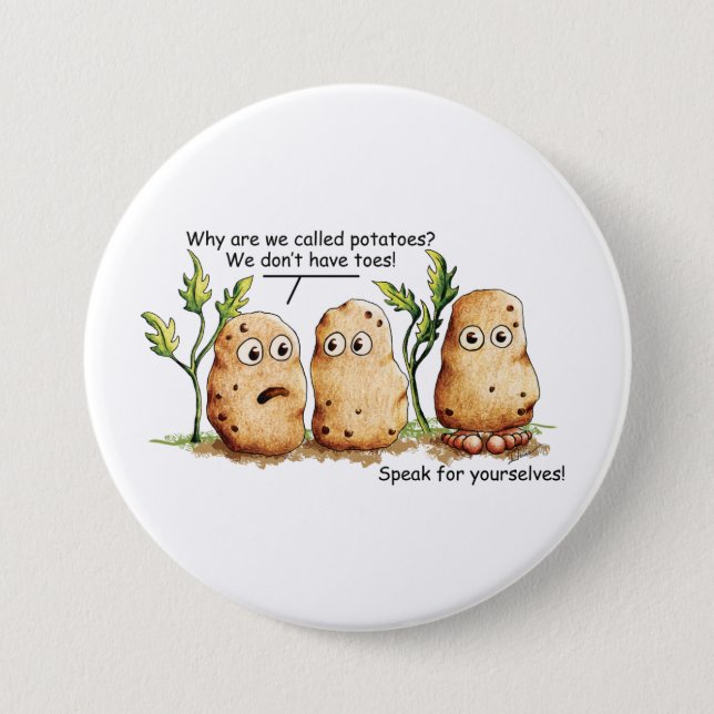 Cute Potatoes Has Toes Funny Potato Pun  Button (Front)