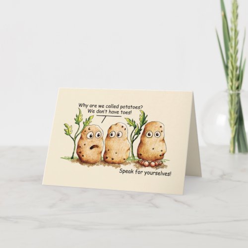 Cute Potatoes has Toes Funny Potato Pun Card
