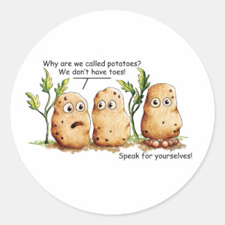 Cute Potatoes has Toes Funny Potato Pun Classic Round Sticker