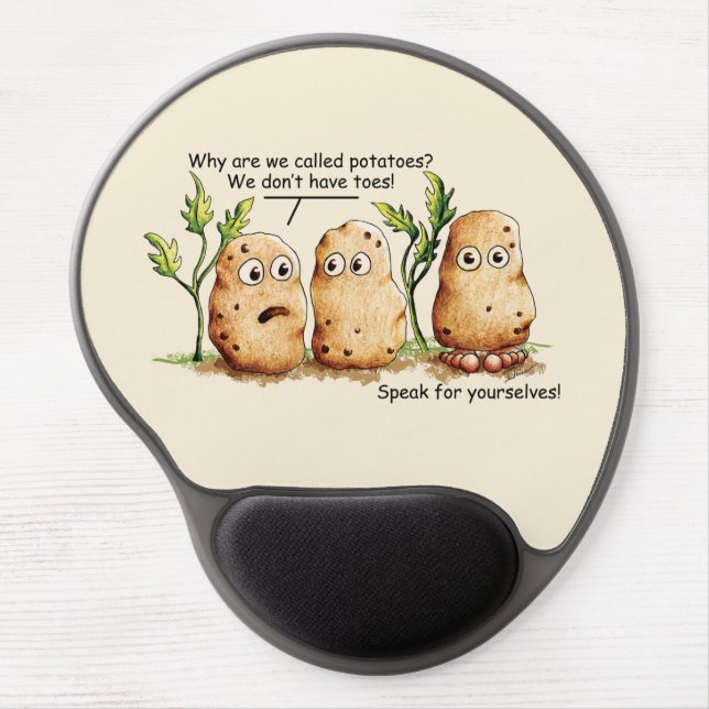 Cute Potatoes has Toes Funny Potato Pun Gel Mouse Pad (Front)