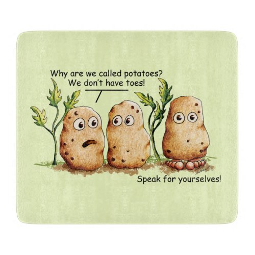 Cute Potatoes has Toes Funny Potato Pun Green Cutting Board