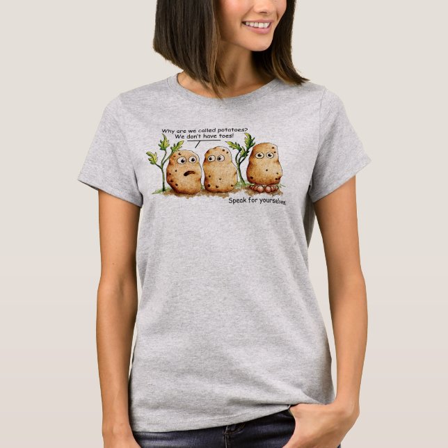 Cute Potatoes Has Toes Funny Potato Pun Light T-Shirt (Front)