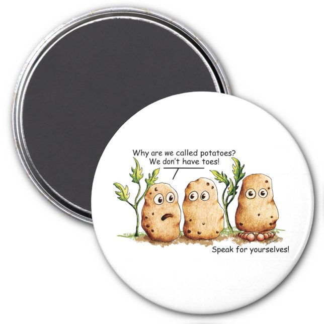 Cute Potatoes Has Toes Funny Potato Pun   Magnet (Front)