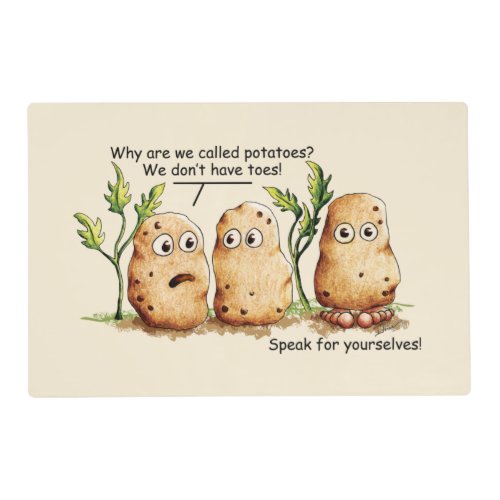 Cute Potatoes has Toes Funny Potato Pun Placemat