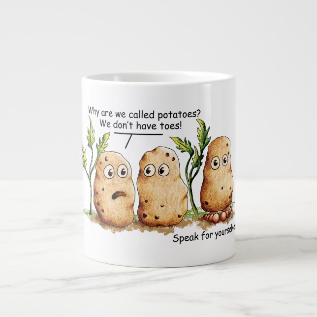Cute Potatoes Toes Funny Potato Pun  Giant Coffee Mug (Front)