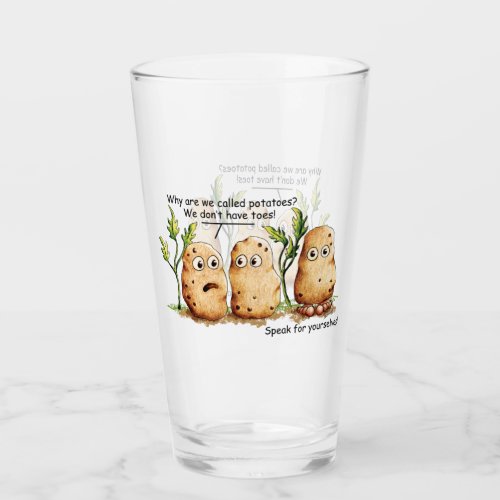 Cute Potatoes Toes Funny Potato Pun Glass