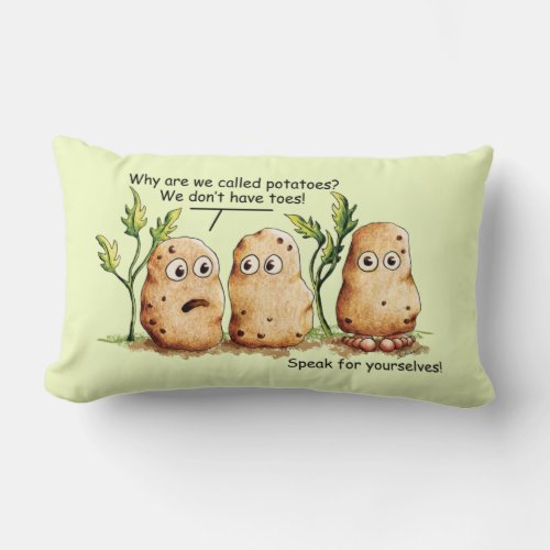 Cute Potatoes Toes Funny Potato Pun Lumbar Pillow