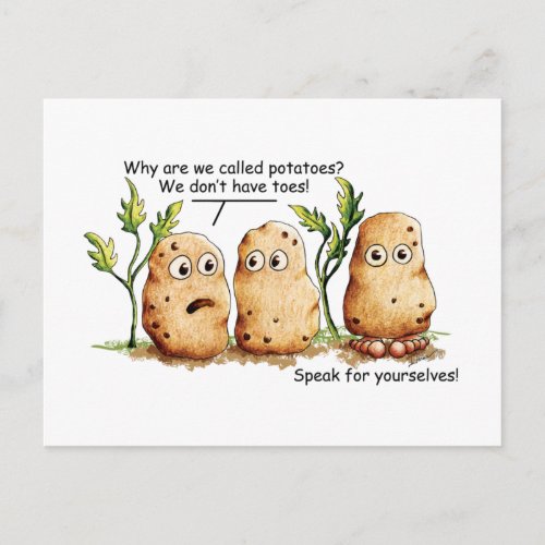 Cute Potatoes Toes Funny Potato Pun Postcard