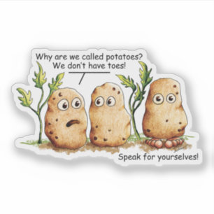 Cute Potatoes Toes Funny Potato Pun Transparent St Sticker