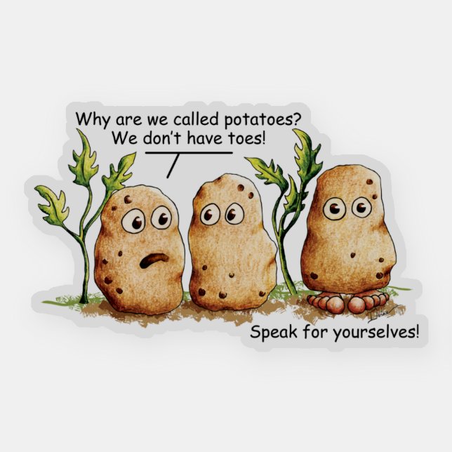 Cute Potatoes Toes Funny Potato Pun Transparent St Sticker (Front)